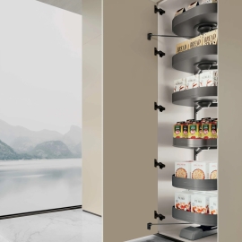 Tủ đồ khô 6 tầng xoay âm tủ nhôm Anode cao cấp  màu  EUM6L60XG – Eurogold